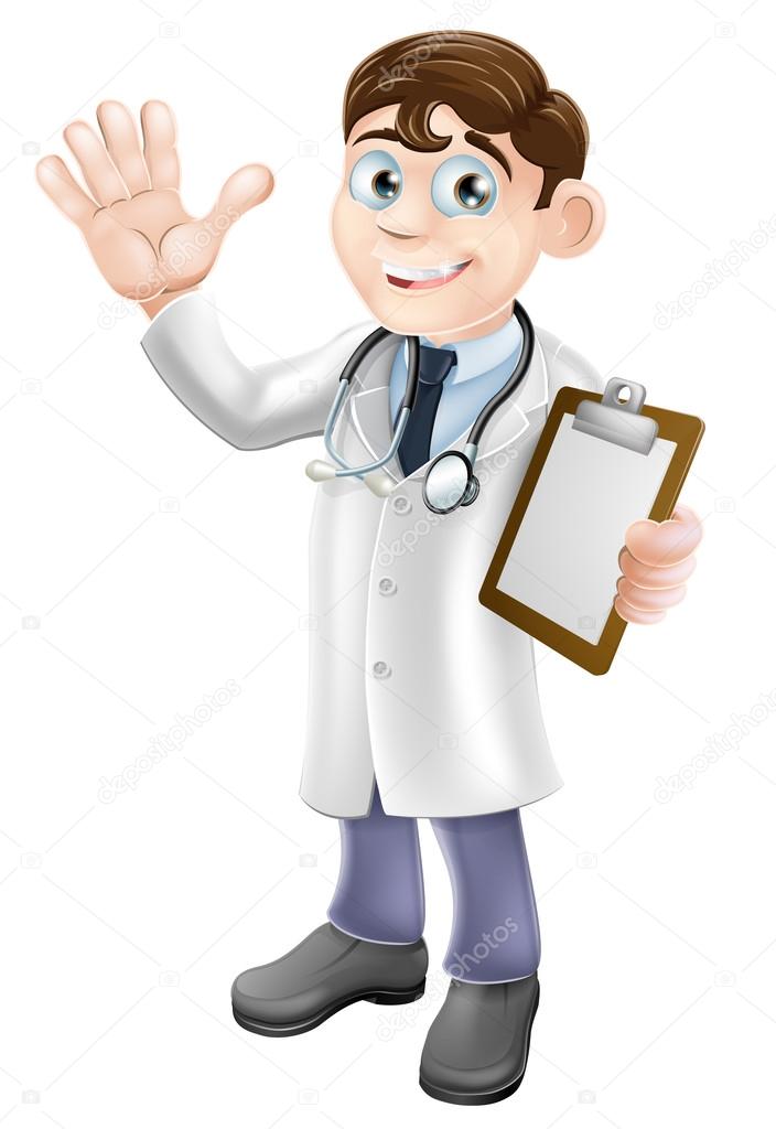 Cartoon Doctor Holding Clipboard