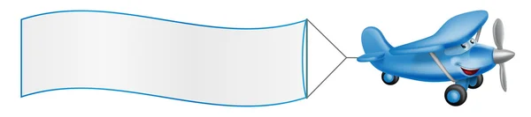 만화 비행기 마스코트 견인 배너 — 스톡 벡터