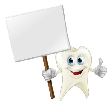 Tooth man holding a sign clipart