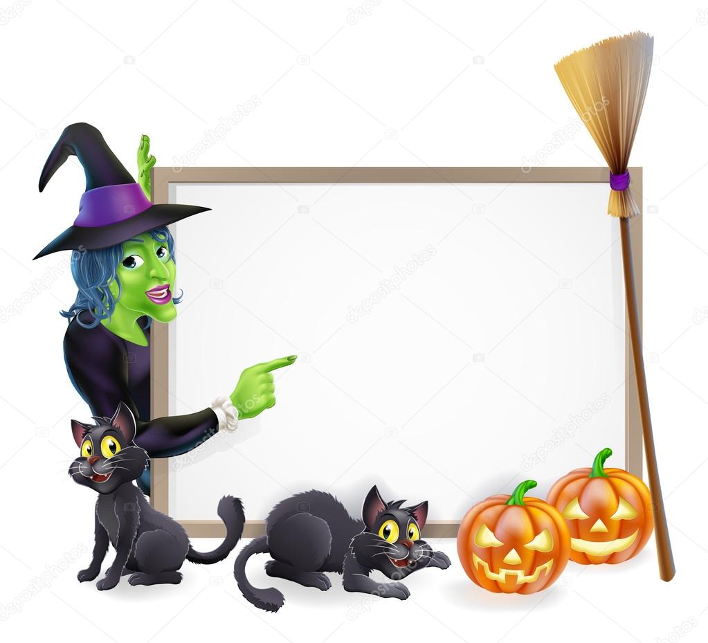 Halloween witch background sign
