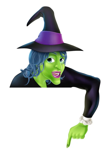 Halloween Witch Pointing Down — Stock Vector