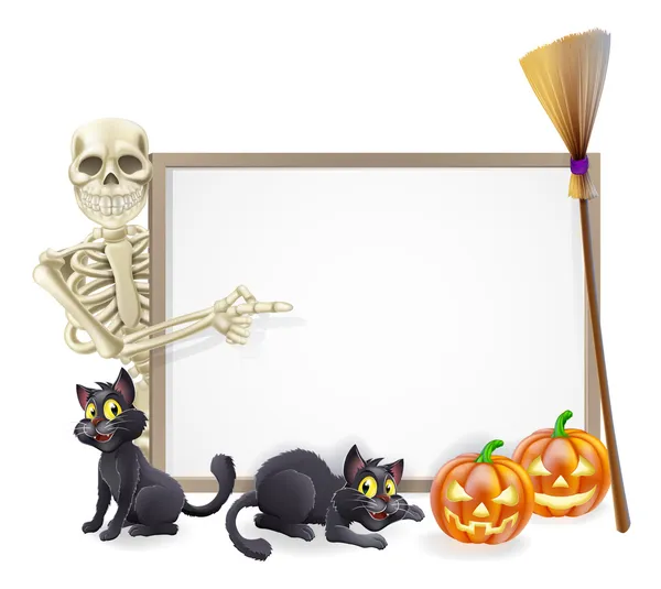 Skeleton Halloween Sign — Stock Vector