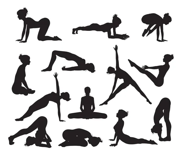 Silhouette Yoga posa — Vector de stock