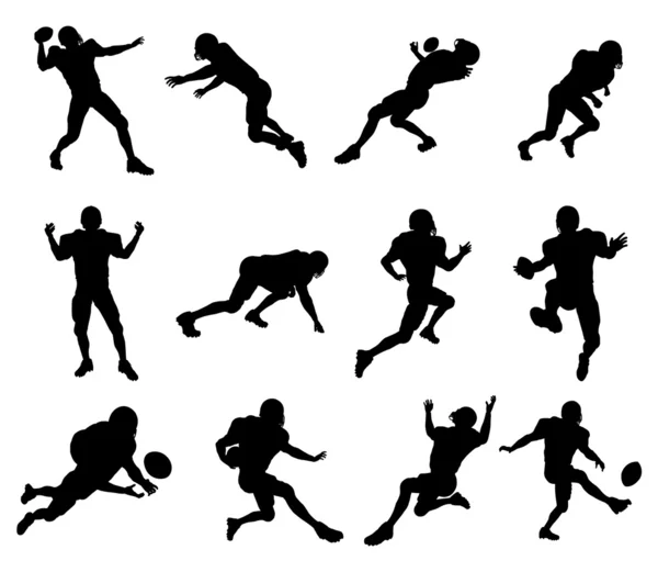 Siluetas de futbolista americano — Vector de stock