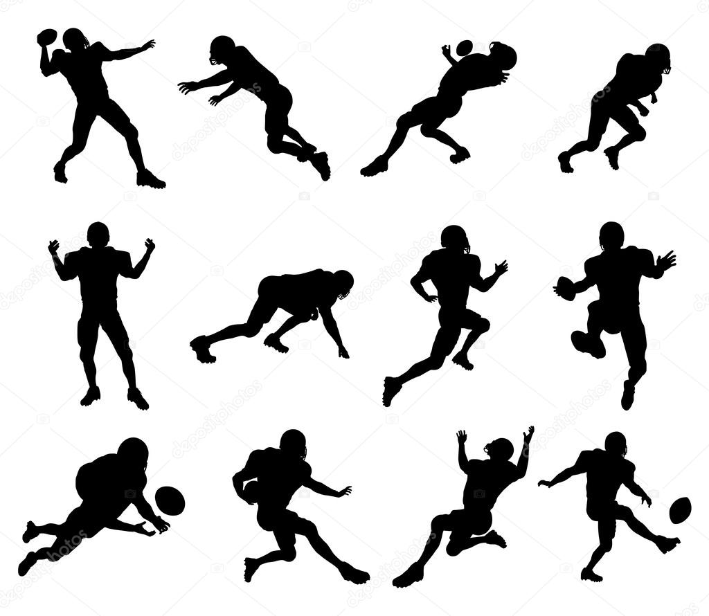 American football player silhouettes