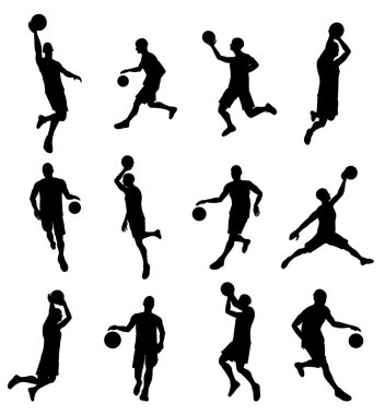 basketballl oyuncu silhouettes