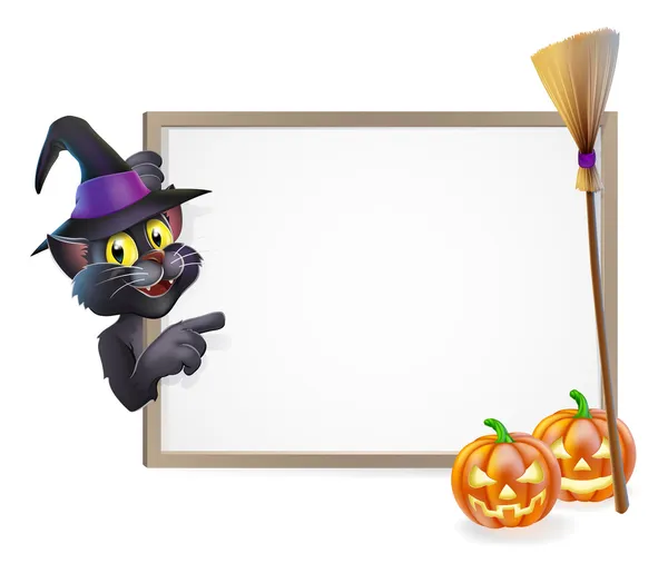 Señal de gato negro de Halloween — Vector de stock