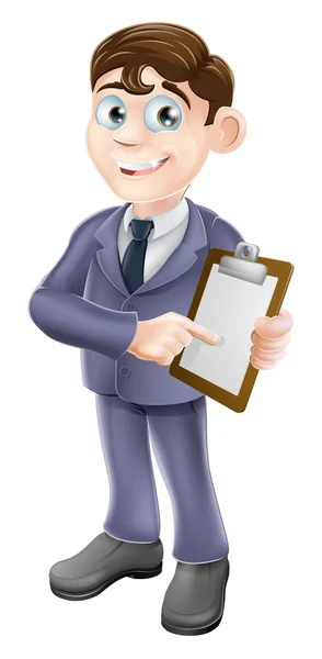 Businessman holding survey or clipboard — Stock Vector