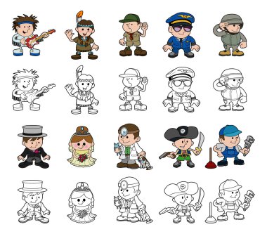 sevimli çizgi insanlar kümesi