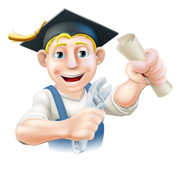 Graduate plumber or mechanic — Stock Vector