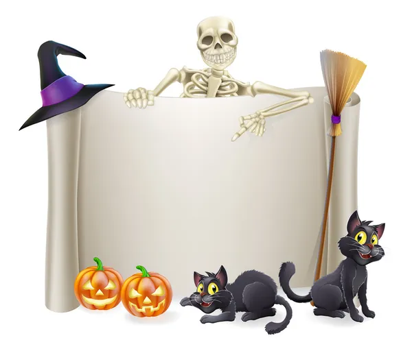 Halloween Skeleton Scroll — Stock Vector