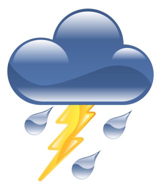 Meteoroloji simgesi. Yıldırım fırtınası illüstrasyonu.