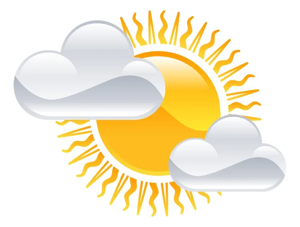 Clipart icono del tiempo sol y nubes ilustración — Vector de stock