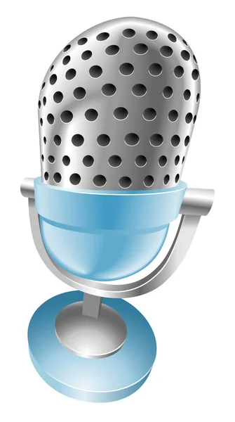 Illustration of shiny blue microphone — Stock Vector