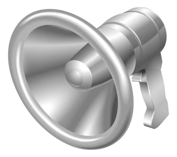 Illustration of shiny metal steel megaphone bullhorn icon — Stock Vector