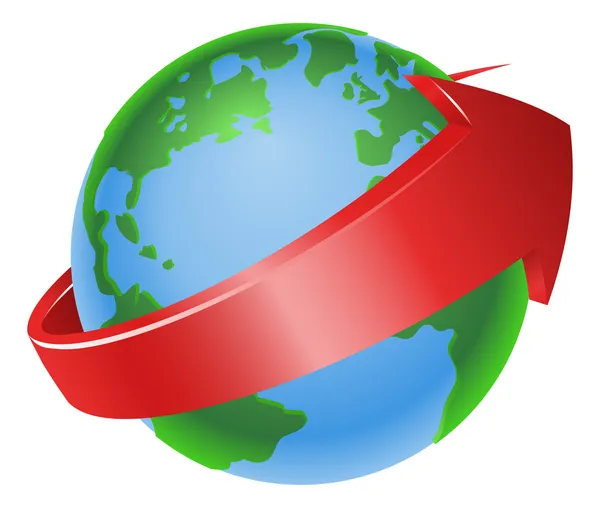 Draaiende globe pijl illustratie — Stockvector