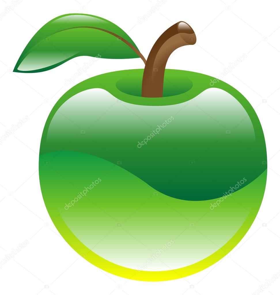 Illustration of green apple fruit icon clipart