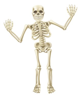 Cartoon Waving Skeleton Character