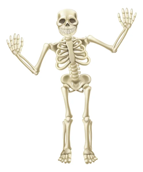 Cartoon Waving personaggio scheletro — Vettoriale Stock