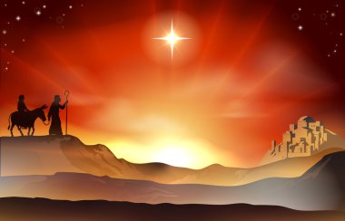 Nativity Christmas story illustration clipart