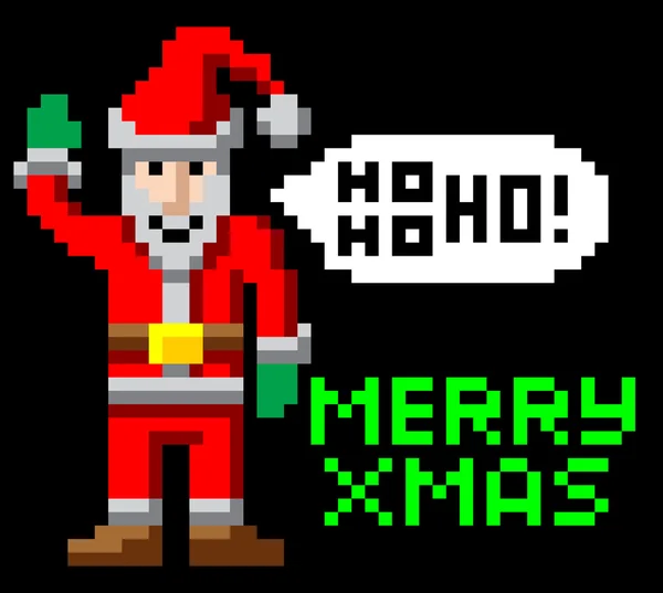 Retro-Pixel-Kunst Weihnachtsmann — Stockvektor
