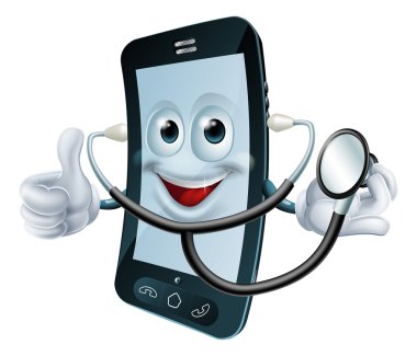 steteskop holding karikatür telefon karakter