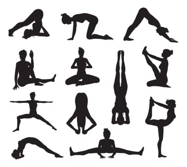 Yoga ya da pilates pozlar silhouettes