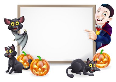 Drakula ve vampir yarasa Halloween işaretiyle