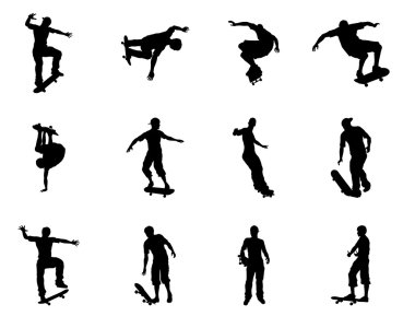 buz pateni kaykaycı silhouettes