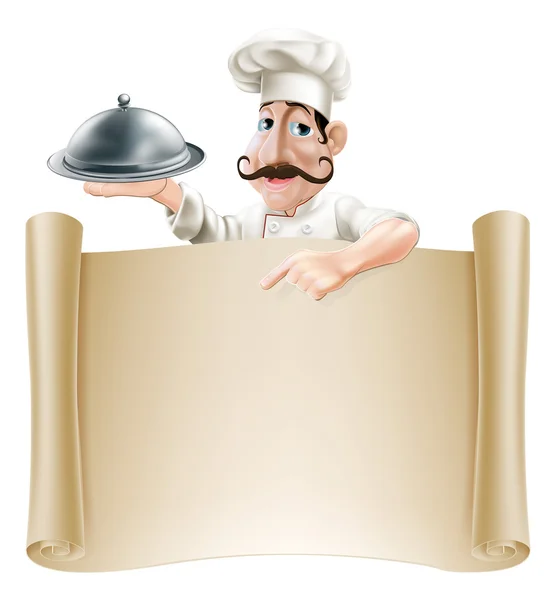 Cartoon Cook Menu Scroll — Stockvector