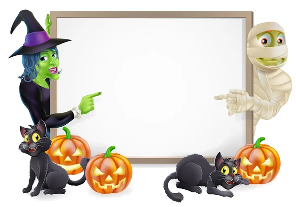 Maman et sorcière Halloween signe — Image vectorielle