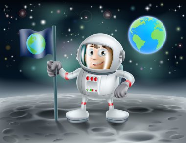 karikatür astronot aya