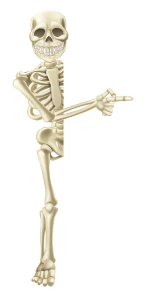 Cartoon Halloween Skeleton Pointing — Stock Vector