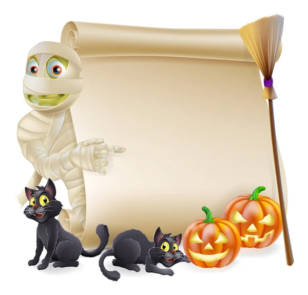 Mummy Scroll Halloween Banner — Stock Vector