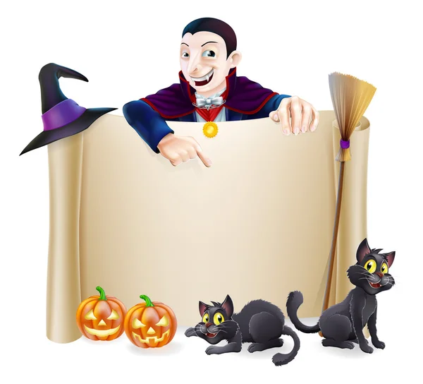 Banner di Halloween Dracula — Vettoriale Stock