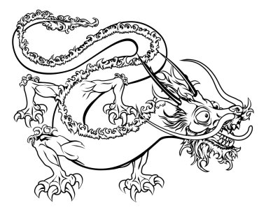 Stylised dragon illustration clipart