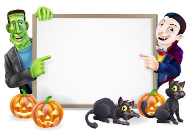 Dracula ve frankenstein halloween imzalamak