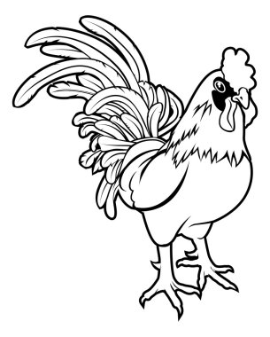 Stylised rooster illustration clipart