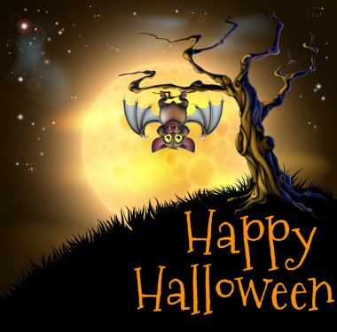 Orange Halloween Vampire Bat Background clipart