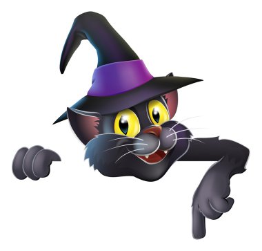 İşaretçi çizgi film witchs kedi