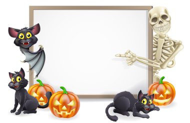 Halloween iskelet ve yarasa işaretiyle