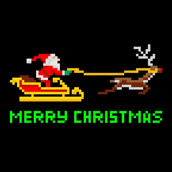 Arte de pixel retro Natal Santa — Vetor de Stock