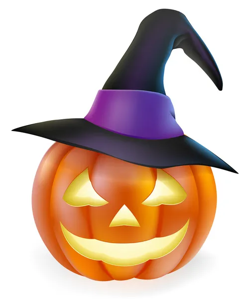 Cappello strega Halloween zucca — Vettoriale Stock