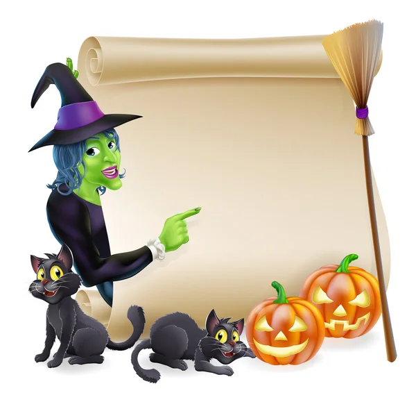 Banner de Halloween de Scroll de bruxa —  Vetores de Stock