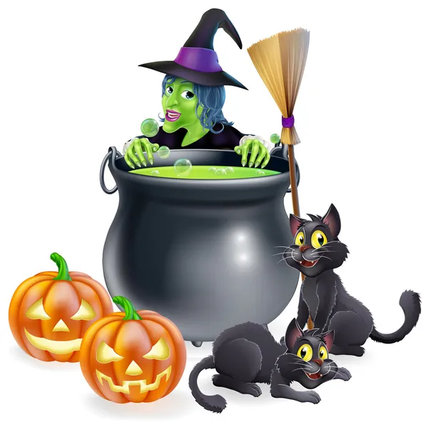 Witch halloween scène — Stockvector