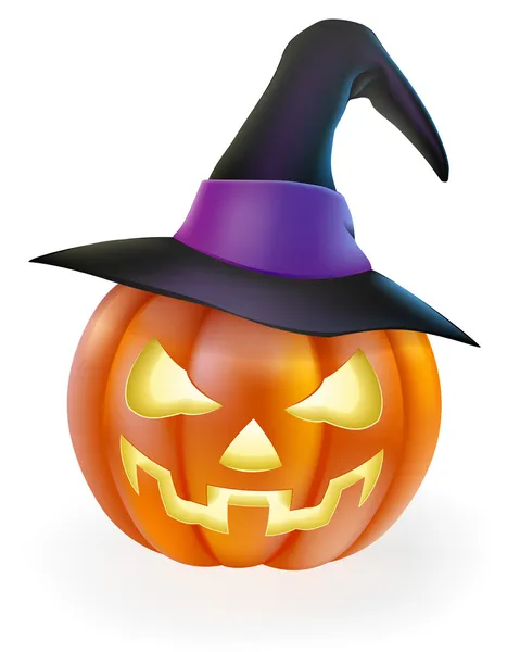 Halloween Pumpkin in Witch Hat — Stock Vector