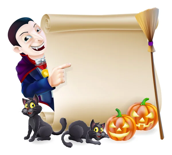 Halloween vampier dracula scroll — Stockvector