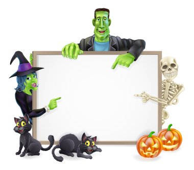Halloween monsters işareti arka plan.