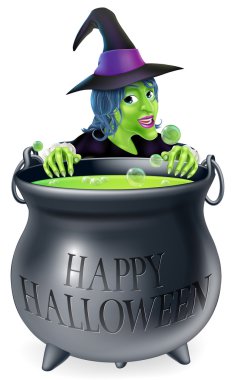 Halloween cadı ve kazan