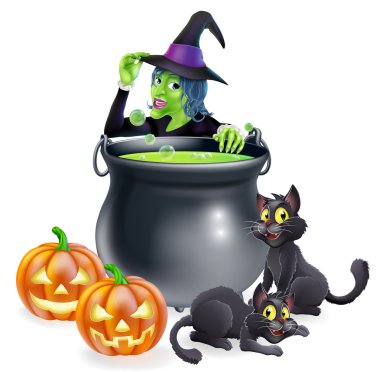 Cadı çizgi film halloween sahne